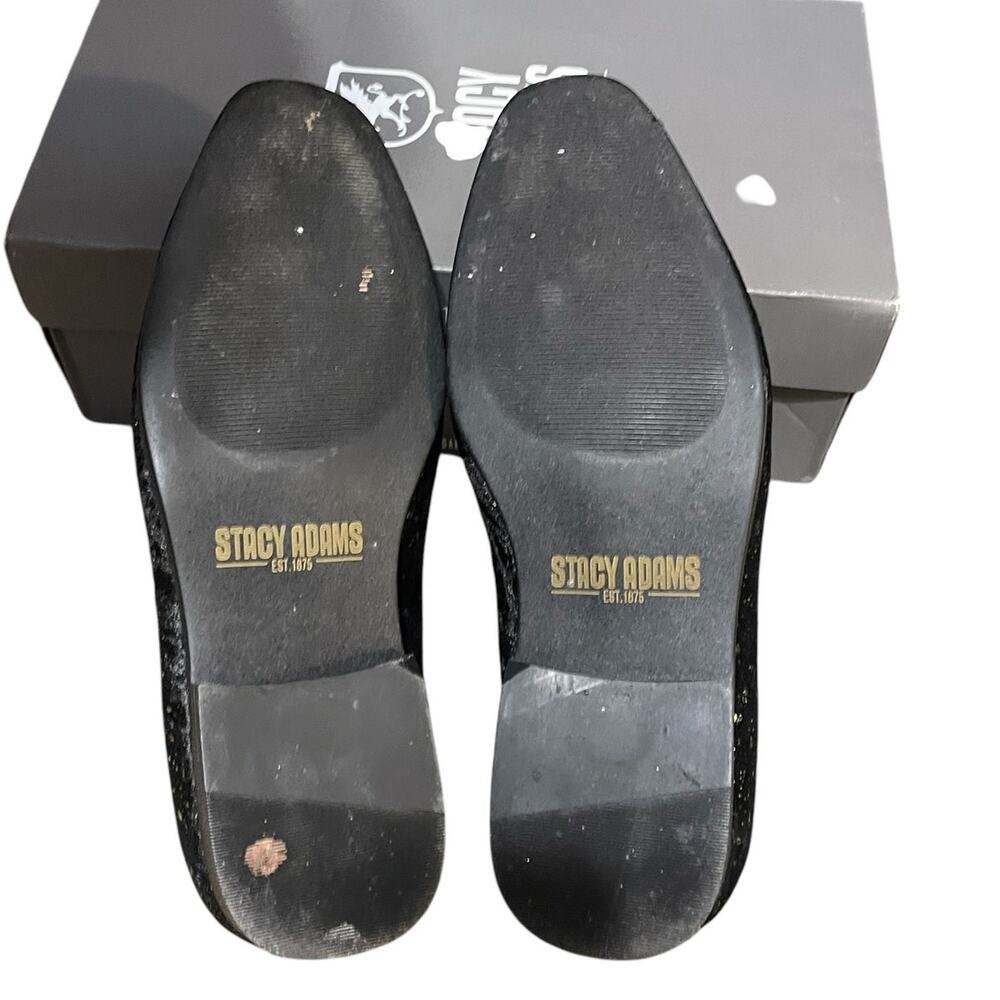Stacy Adams Men's Stellar Glitter Plain Toe Slip On Loafer Black Velour Size 12 - Picture 11 of 12
